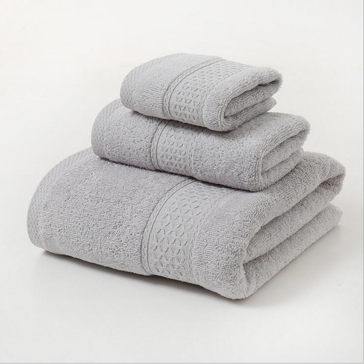 Pure Cotton Plain Broken Covers Long-staple Three-piece Suit Bath Towel - One Red Hill